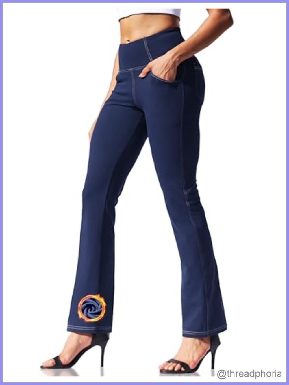 Fleece Lined Flared Leggings High Waisted 4 Pockets Women's Bootcut Yoga Pants